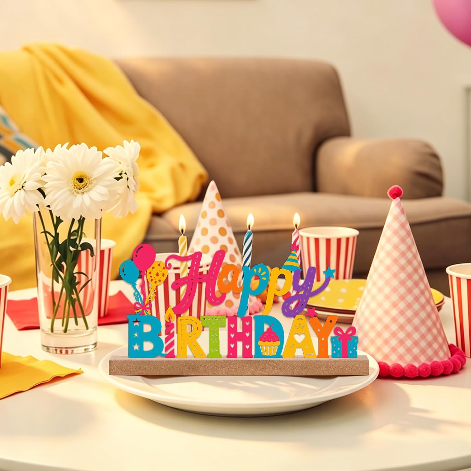 Happy Birthday Sign Centerpieces for Table,Birthday Desk Decorations