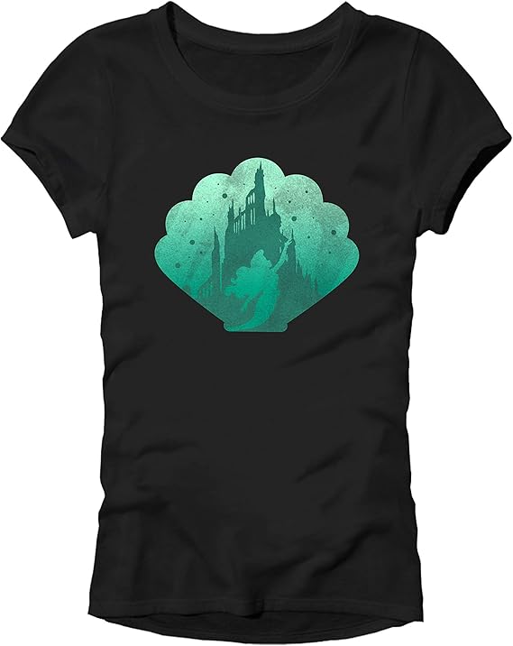 Amazon Disney Little Mermaid Ariel Shell Castle Silhouette Junior T Shirt Black Small Tシャツ カットソー 通販