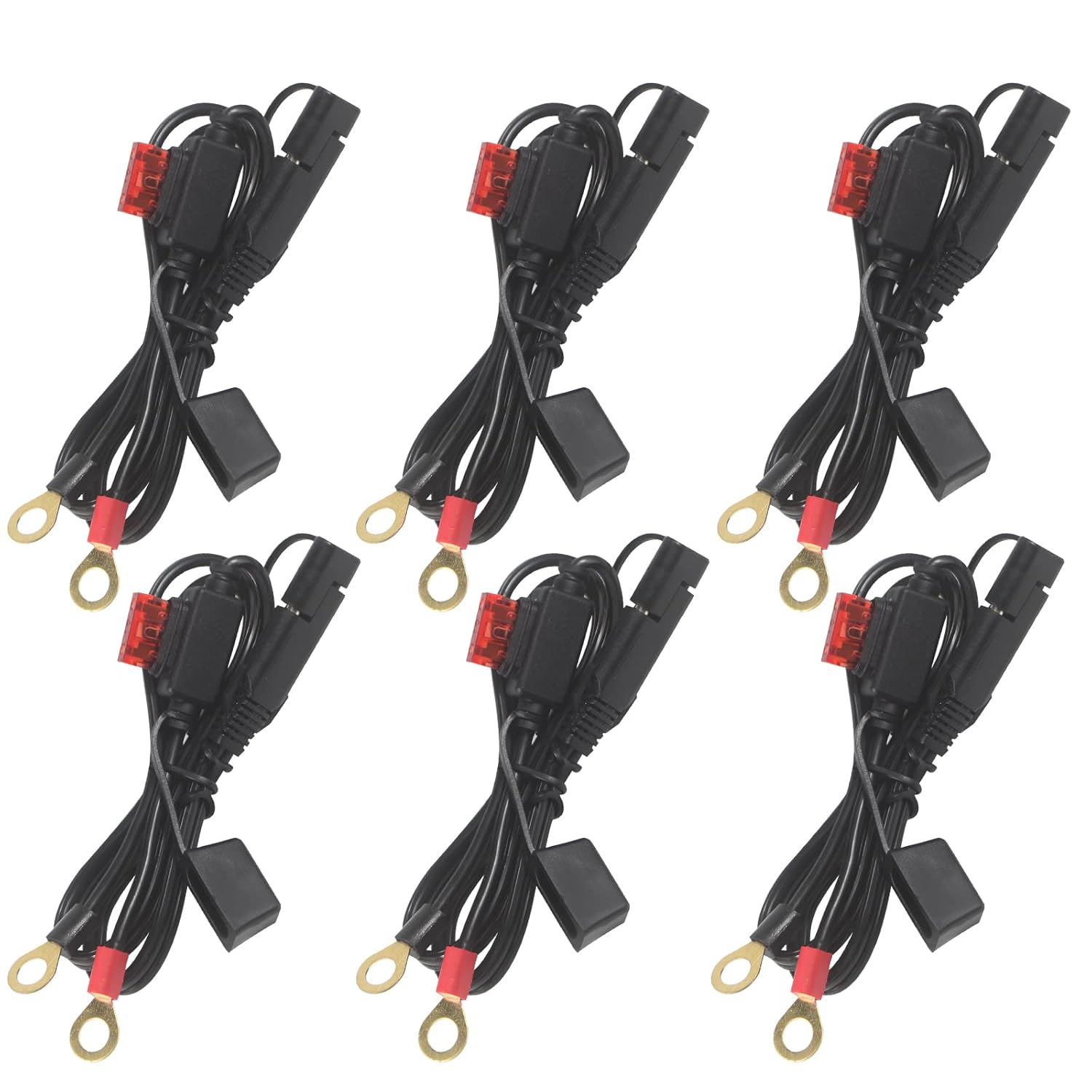 SPARKING [ 6 Pack] SAE to O Ring Terminal Harness 2FT Eyelet Cable