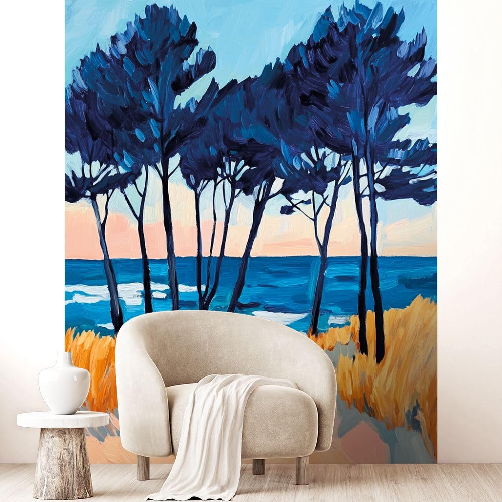 Papier peint pré-encollé Côte maritime tranquille pour salon apaisant