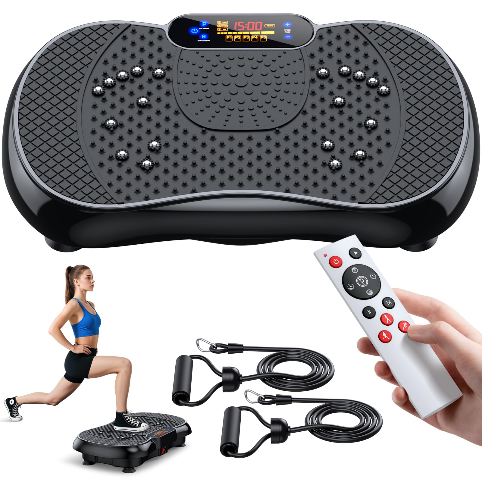 Vibration Plate Exercise Machine 2025 Upgraded Vibrating Plate for Lymphatic Drainage Weight Loss 330Lbs 999 Adjustable Speeds Full-Body