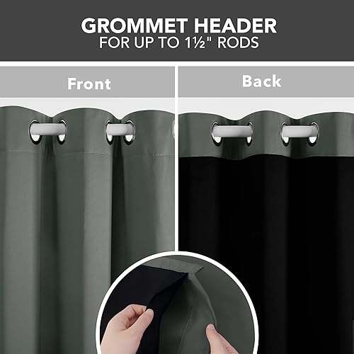 Miniatura 5 de Deconovo Cortinas 100% opacas con forro negro, cortinas con ojales que reducen el ruido con aislamiento térmico, oscurecimiento de habitación de