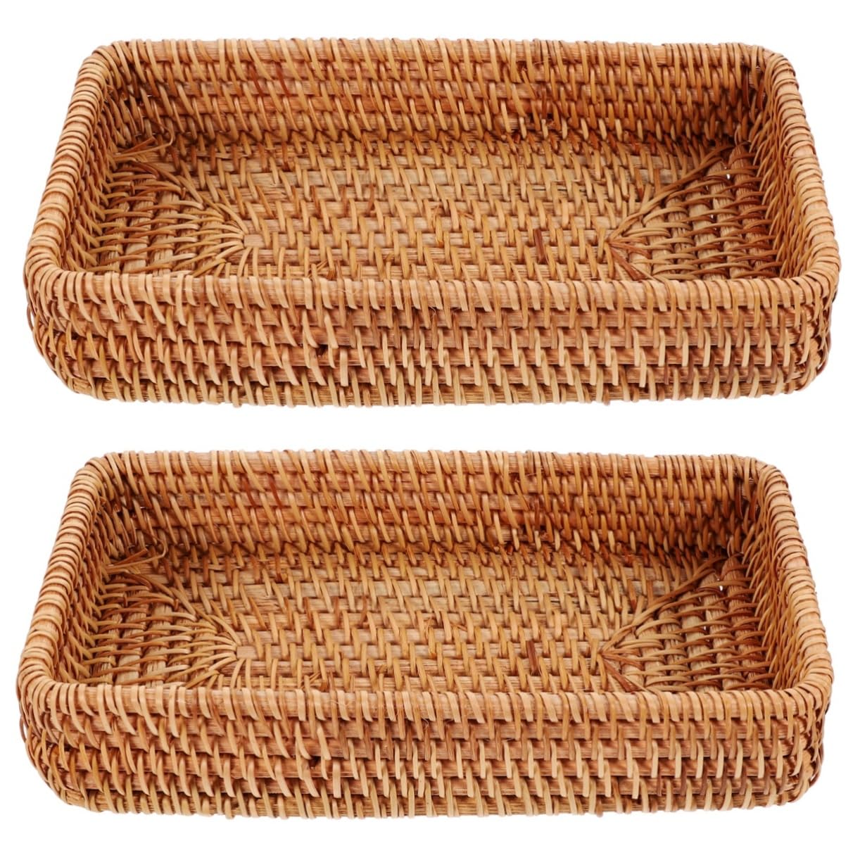STOBAZA Woven Rattan Storage Basket Bread Fruit Container Portable Snack Organizer for Picnics Parties Home Use Natural Lightweight Design