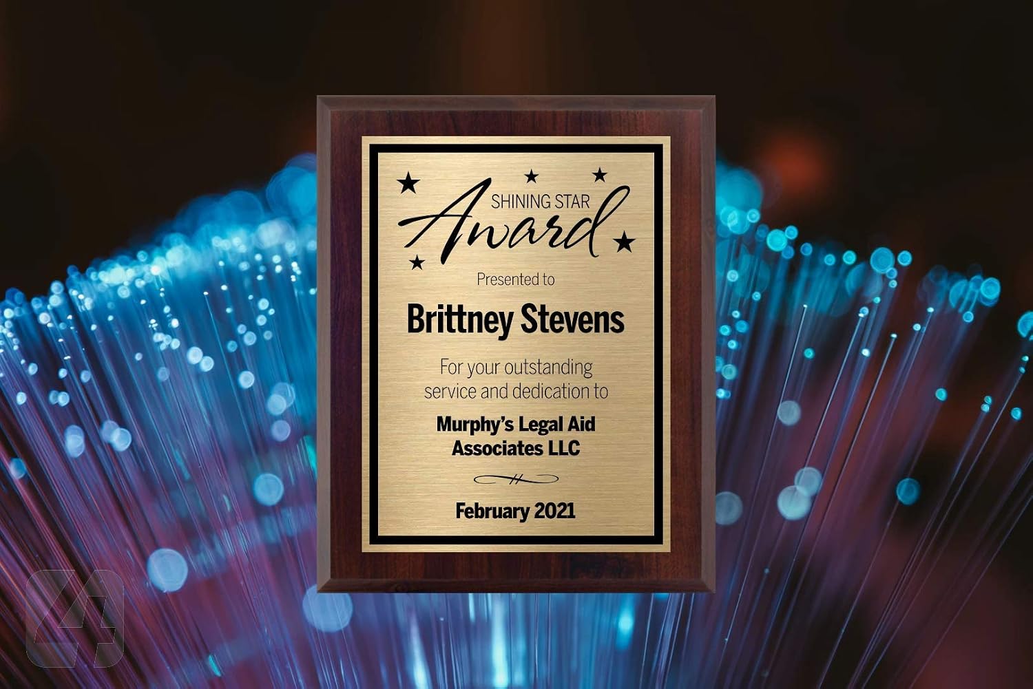 Shining Star Award Plaque - Personalized 8x10 Wooden Employee of the Month Plaque - Customized Appreciation Award for Employee, Retirement, Thank You Award