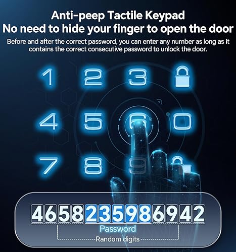 Miniatura 4 de Cerradura de puerta de entrada sin llave con juego de asa, cerradura de puerta de teclado con asa, cerraduras inteligentes para puerta delantera con