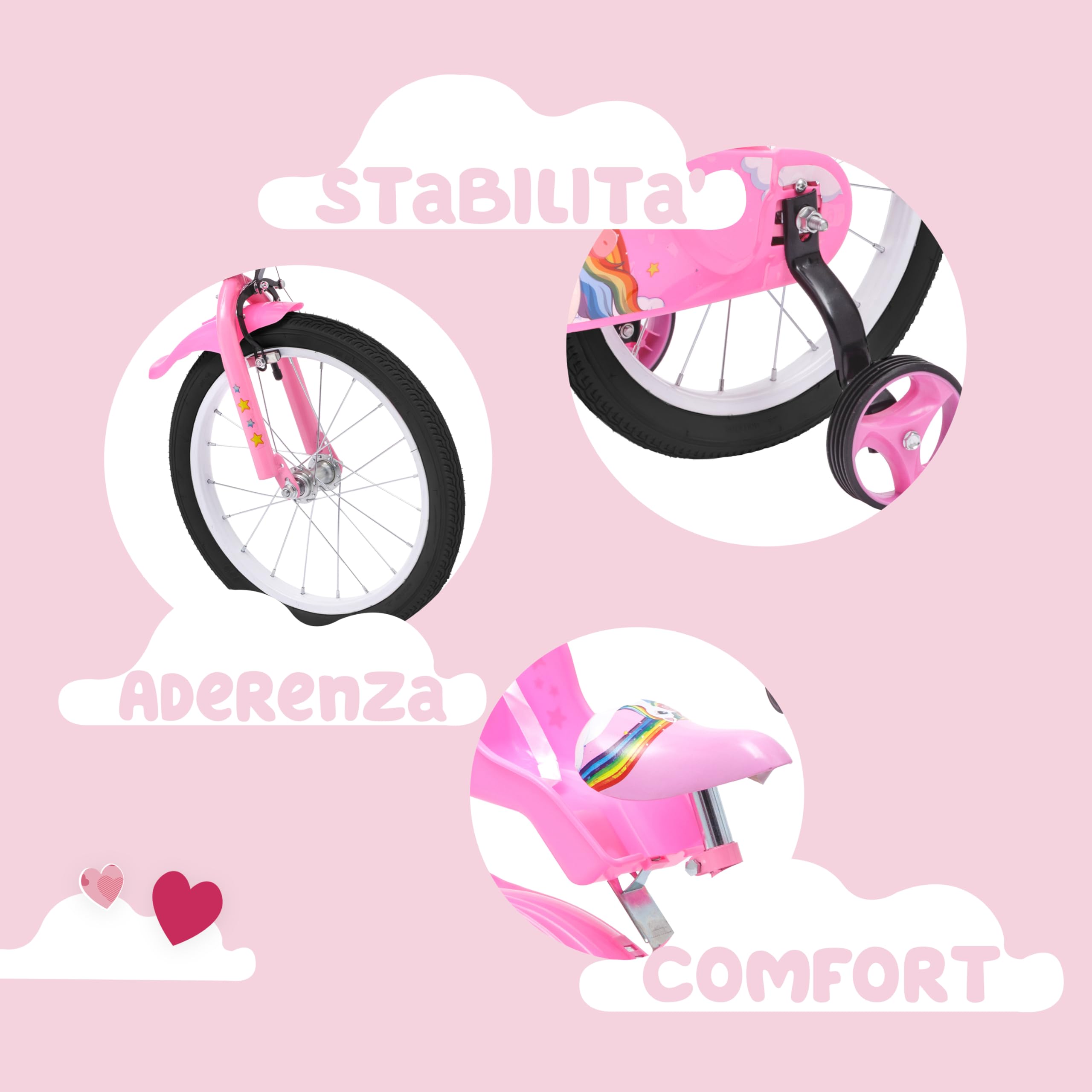Baroni Toys Bicicleta para niños 12 & 14 & 16 Pulgadas, Bicicleta Deportiva Azul con Ruedas Incluidas, Bicicleta de Acero para niños de 2 a 7 años