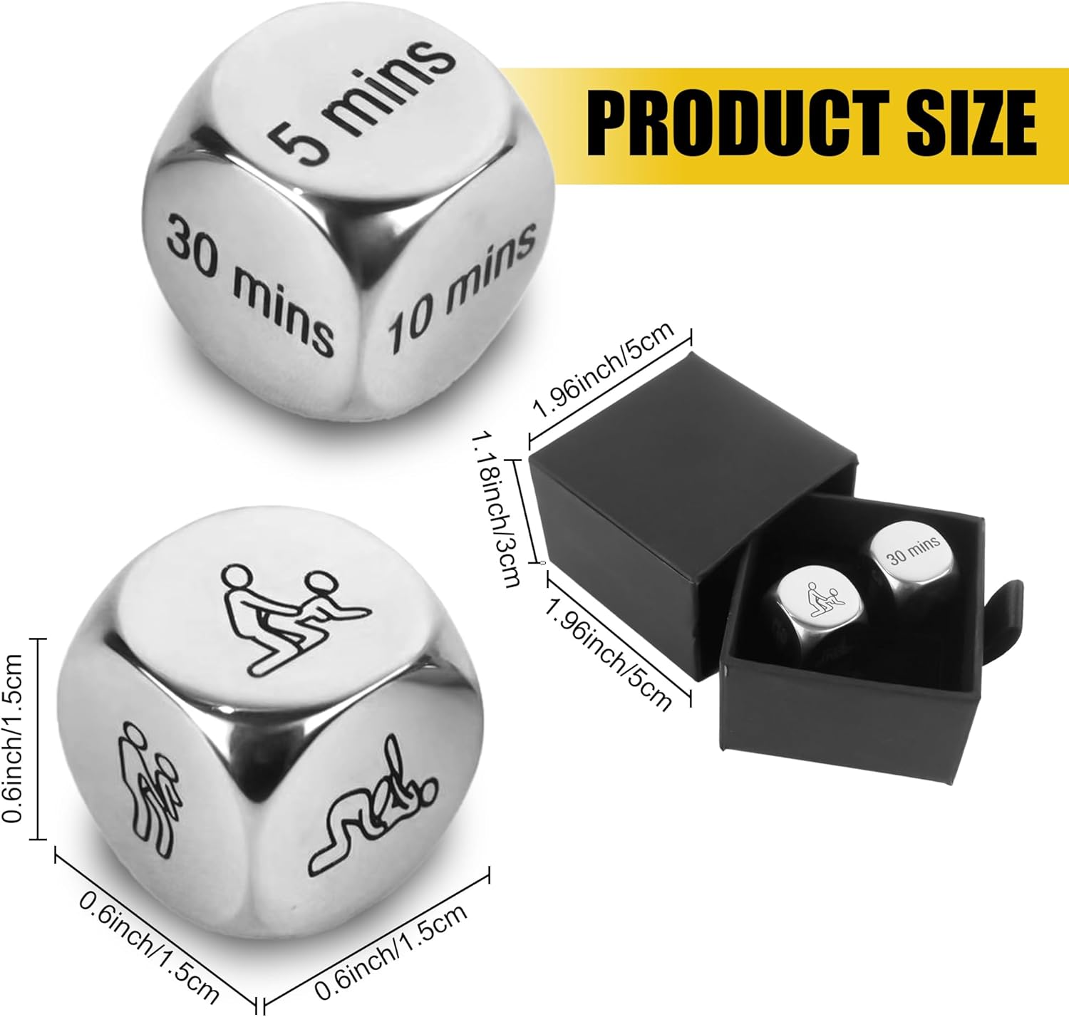 Date Night Dice Couples Gift, 2 Pcs Decision Dice Stocking Stuffers, Funny Valentine's Day Anniversary Christmas Birthday Gifts for Boyfriend Girlfriend Husband Wife Romantic Night- Love&Time