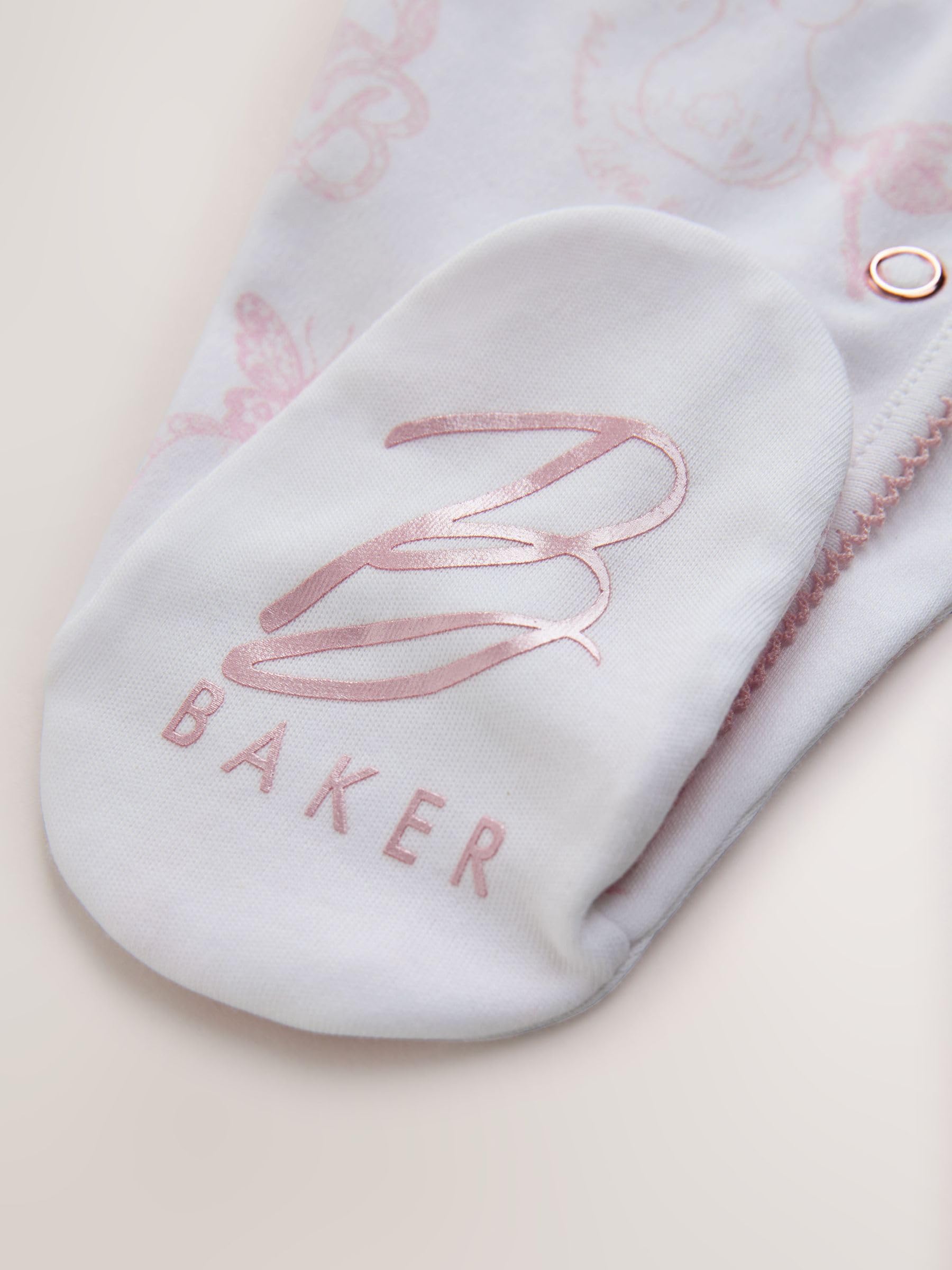 Noworodki dziewczynki Zestaw 3 różowych śpioszków Baker by Ted Baker