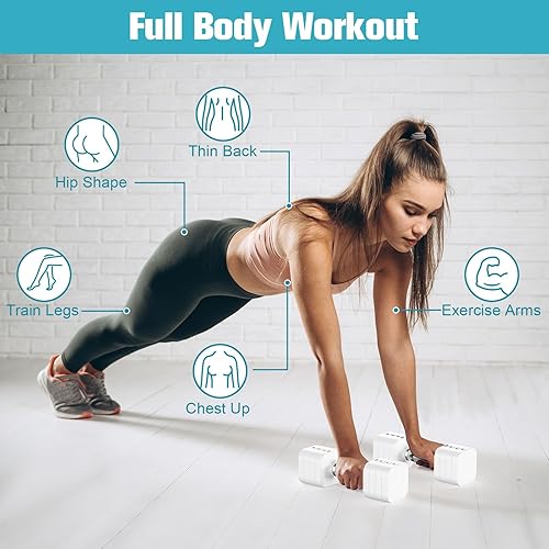 Miniatura 5 de Juego de mancuernas ajustables de 22 libras, mancuernas de peso ajustable con 4 niveles de 4.4 libras, 6.6 libras, 8.8 libras, 11 libras, juegos de