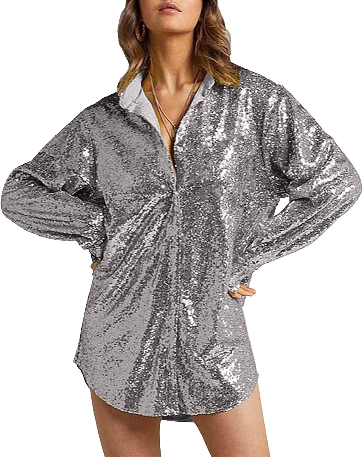 Haut Femme Chic Et Elegant Chemisiers Et Blouses Femme Transparent Haut Reveillon Party Club Tenue Fete Débardeur Chemise Casual Loose Tee Shirt Disco Noël Top Vetement 2#Bleu S