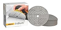 Vista 12 de Mirka Papel de lija Iridium Premium Ø 6 pulgadas Hook & Loop, grano 320, 50 piezas/para lijado de pintura, masilla, imprimación, madera, acero