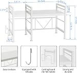 YIUKEA Extendable Microwave Oven Rack - Adjustable Kitchen counter shelf, 2 Tier Microwave Stand (L15.7~23.6" xW12.8 xH17.7) with 6 Hooks for Kitchen Countertop Organizer (White)