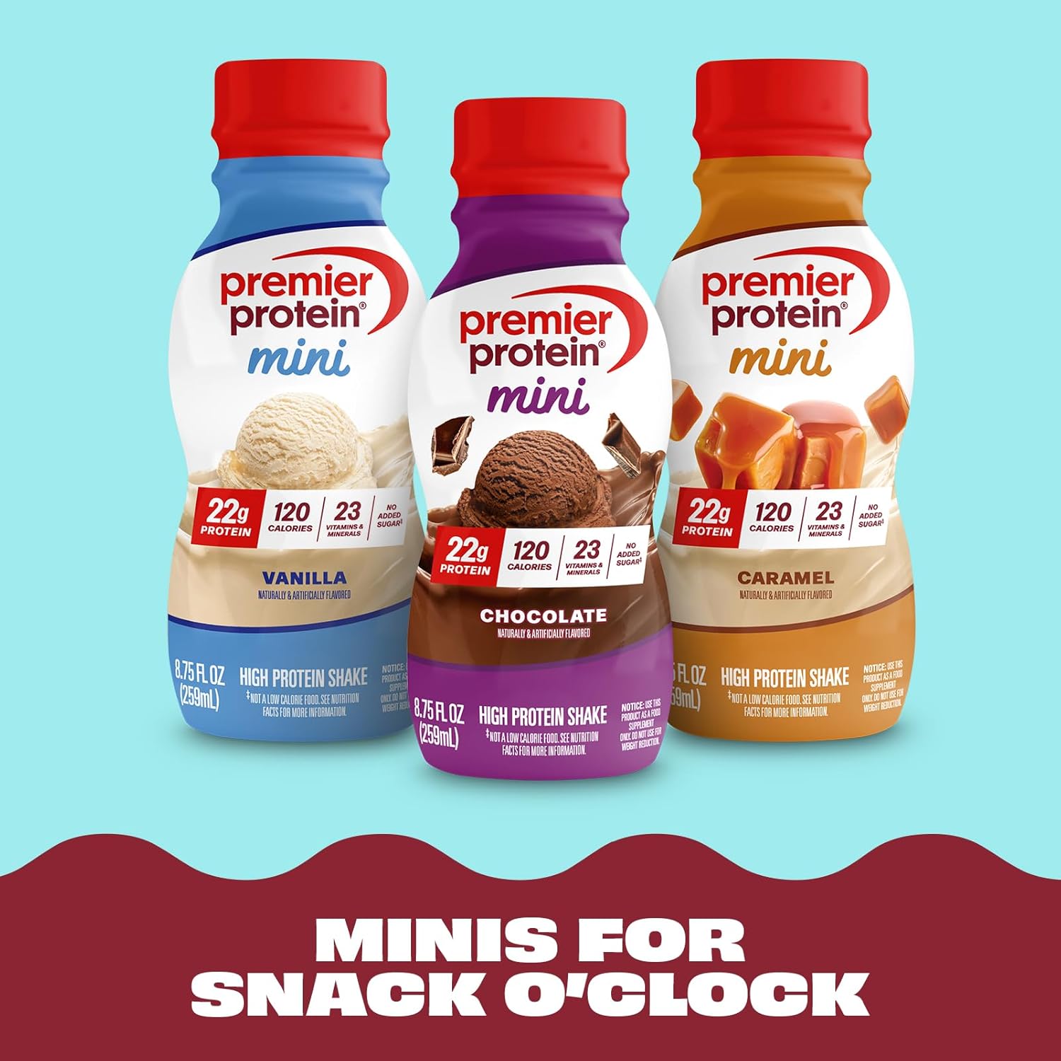 Premier Protein Shake MINIs, Chocolate, 22g Protein, 120 Calories, No Added Sugar, 8.75 fl oz, 12 Pack
