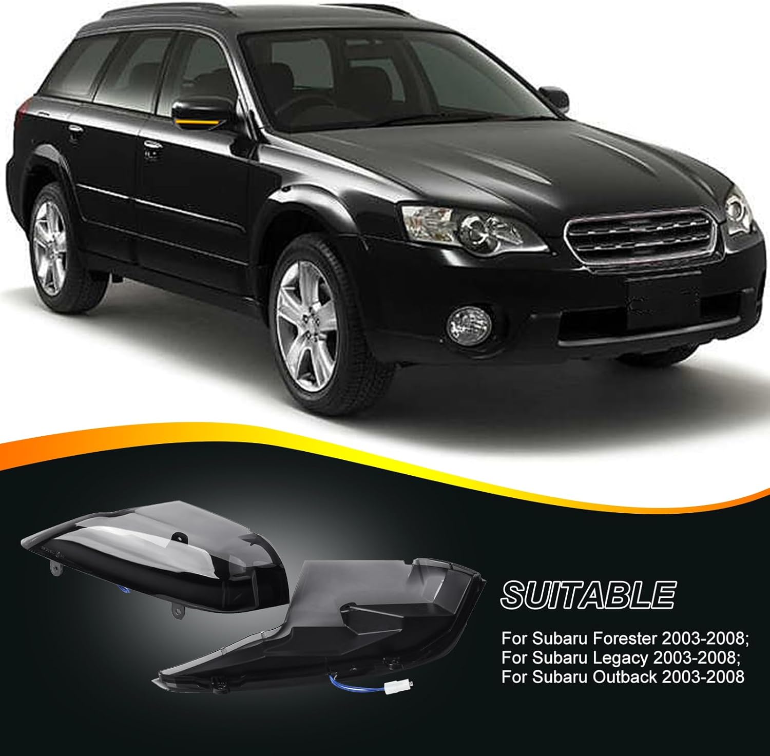 [2pcs] LED Side Mirror Sequential Turn Signal Lights for Subaru Forester Legacy Outback 2003-2008,Tribeca B9 2006 Assemely-Smoked Lens