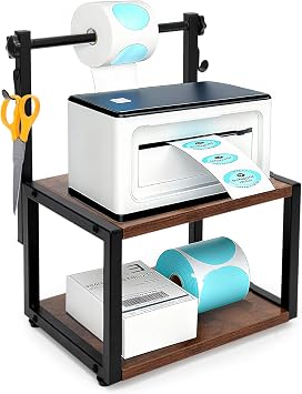 13.3"x10.5"x7.8"Label Holder for Rolls & Fan-Fold Labels,Desktop Thermal Printer Stand Adjustable Balance Screws forLabel Sticker Dispenser Ideal for Home/Office and Small Business & Warehouse