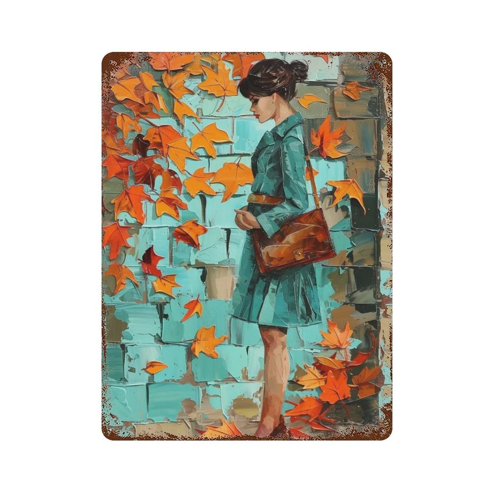 HDURYEYRYY Maple Breath In Teal Dress 04 Wall Retro Iron Vintage Art Metal Tin Sign Poster Modern Home Cofffee Club Art Bar Shop Decor 40x30cm