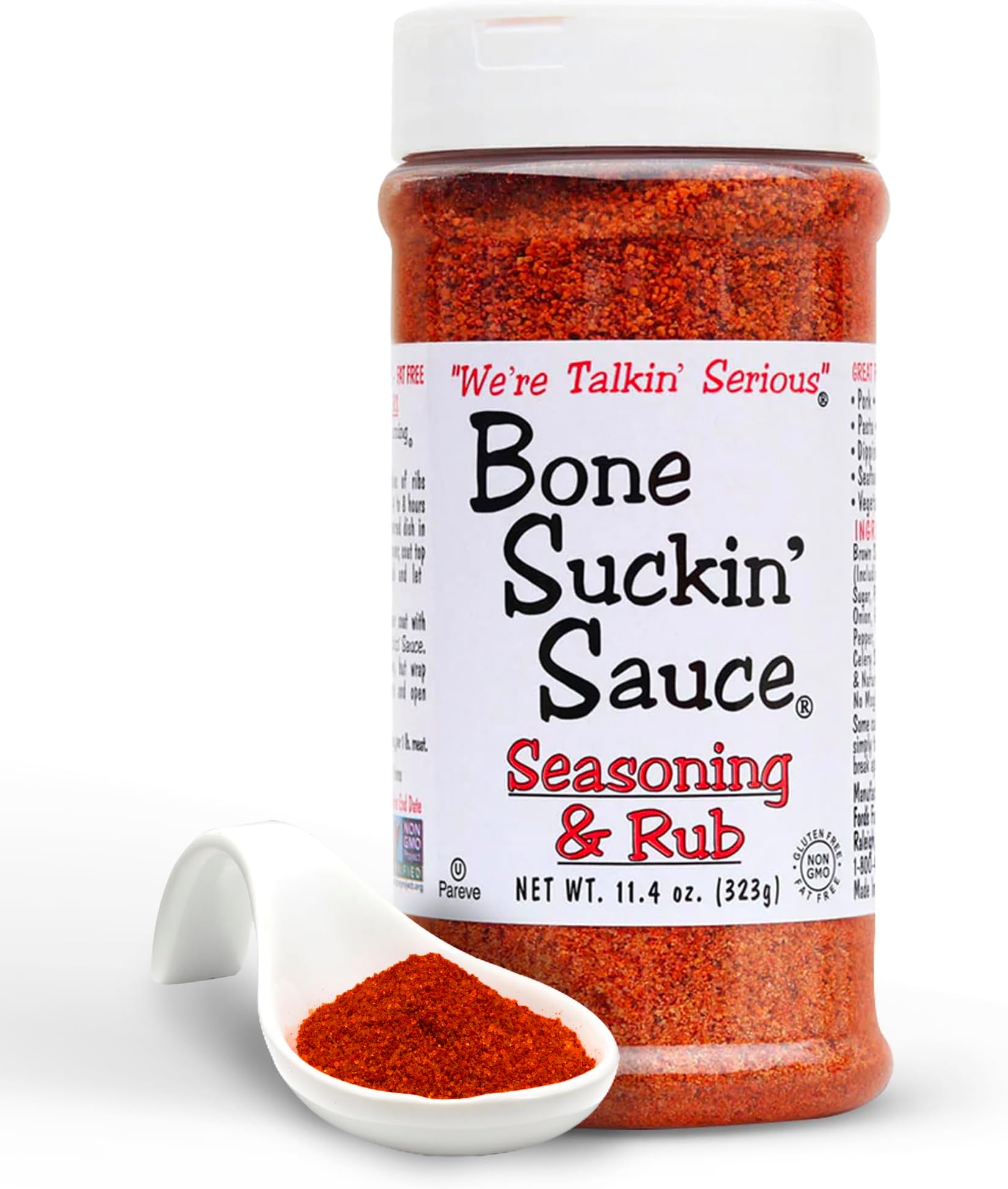 Bone Suckin' Seasoning & Rub, Original Blend, Grilling Rubs, Dry Pork Rub, Gluten-Free, Non-GMO, Kosher, Great on Ribs, Pork, Beef, Chicken, Seafood, Pasta, Vegetables, Even Popcorn and No Msg