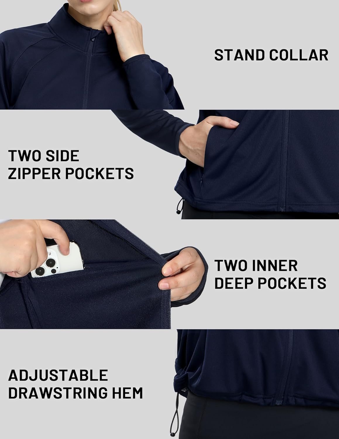 MIER Womens Athletic Jackets Light Weight Cropped Zip Up Workout Running Jacket UPF 50+ Full Zip UV Shirts with Pockets - Image 5