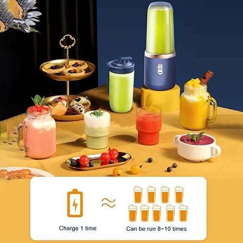 Miniatura 2 de Batidora personal de batidos y batidos con tapa de viaje, agitador portátil de 13.5 onzas, mini licuadora recargable por USB, vaso exprimidor de