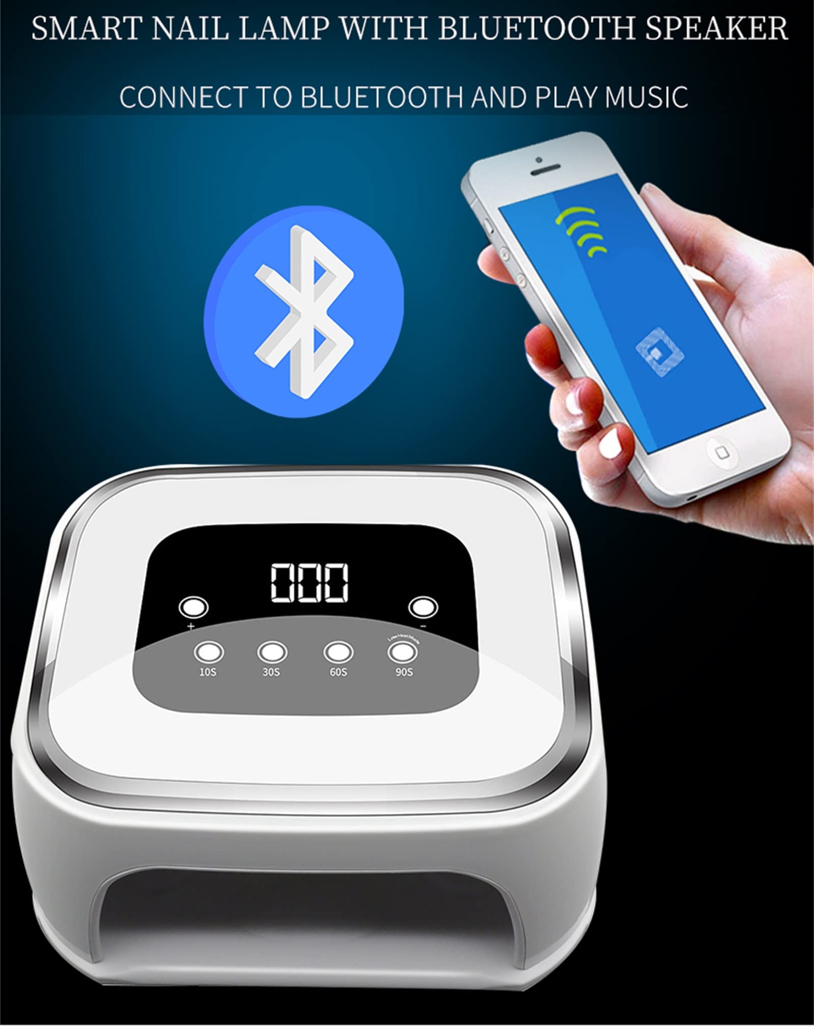 Asciuga unghie Altoparlante Bluetooth Lampada per unghie Gel per asciugatura Asciuga smalto per unghie Lettore musicale Luce per polimerizzazione per unghie Lampada per unghie LED Timer