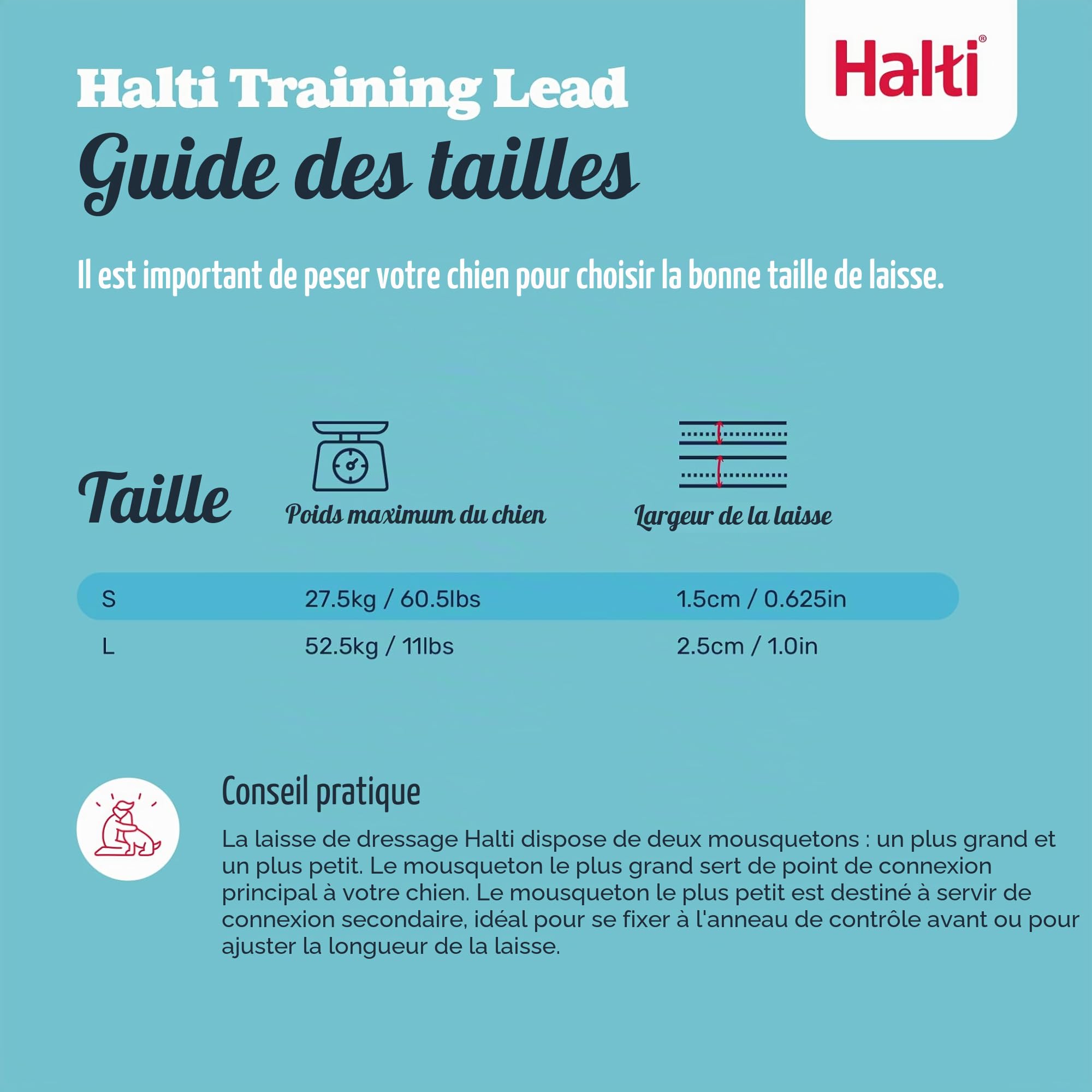 HALTI Harnais anti-traction Taille M & HALTI Laisse d'entraînement Taille L Noir Pack combiné – Empêche votre chien de tirer sur la laisse. Réglable, léger et facile à utiliser. Convient aux chiens de