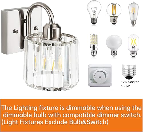 Miniatura 6 de Lámparas de tocador de níquel cepillado de 3 luces para baño sobre espejo
