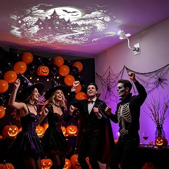 Halloween Hologram Projector,360 Dynamic Lantern Lamp,Haunted House Party