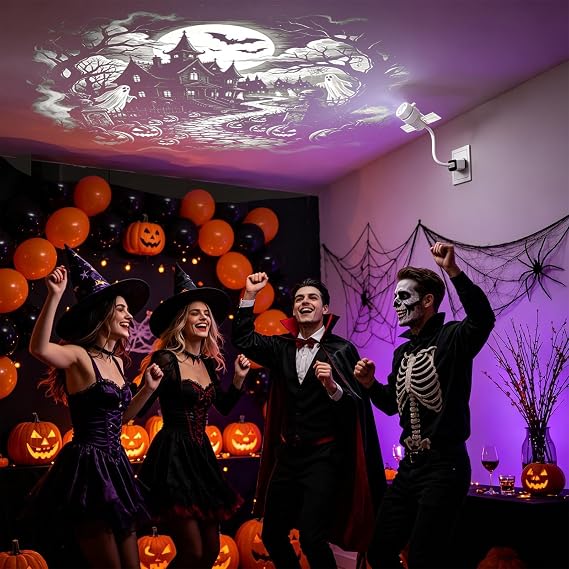 Halloween Hologram Projector,360 Dynamic Lantern Lamp,Haunted House Party