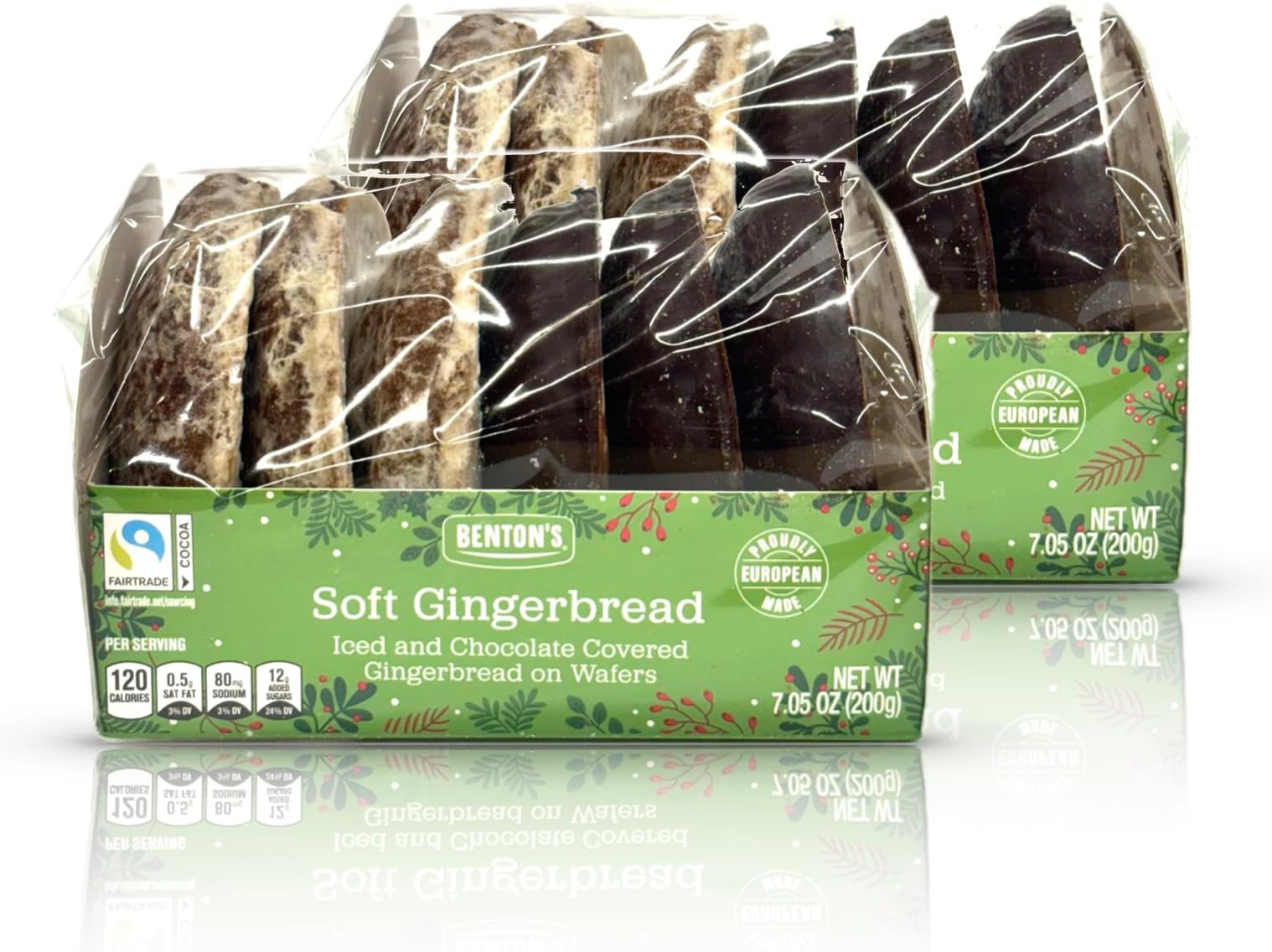 Winternacht Lebkuchen German Iced and Chocolate Covered Gingerbread Cookies on Wafers 200 grams (pack of 2)