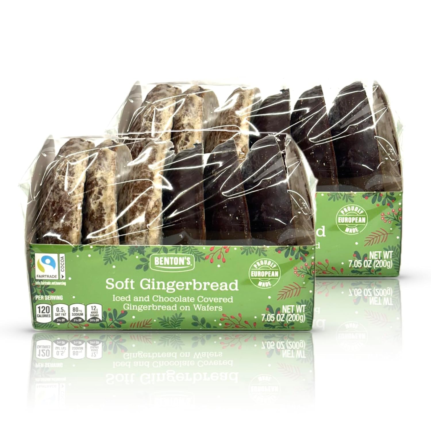 Winternacht Lebkuchen German Iced and Chocolate Covered Gingerbread Cookies on Wafers 200 grams (pack of 2)