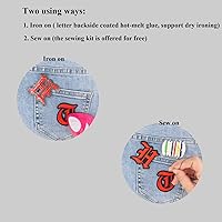 Vista 4 de Red Gothic Iron on Old English Letter Patches A-Z 2" Embroidered Heat Transfer/Sew on Varsity Initial Vintage Alphabet Felt Letters Monogram Custom