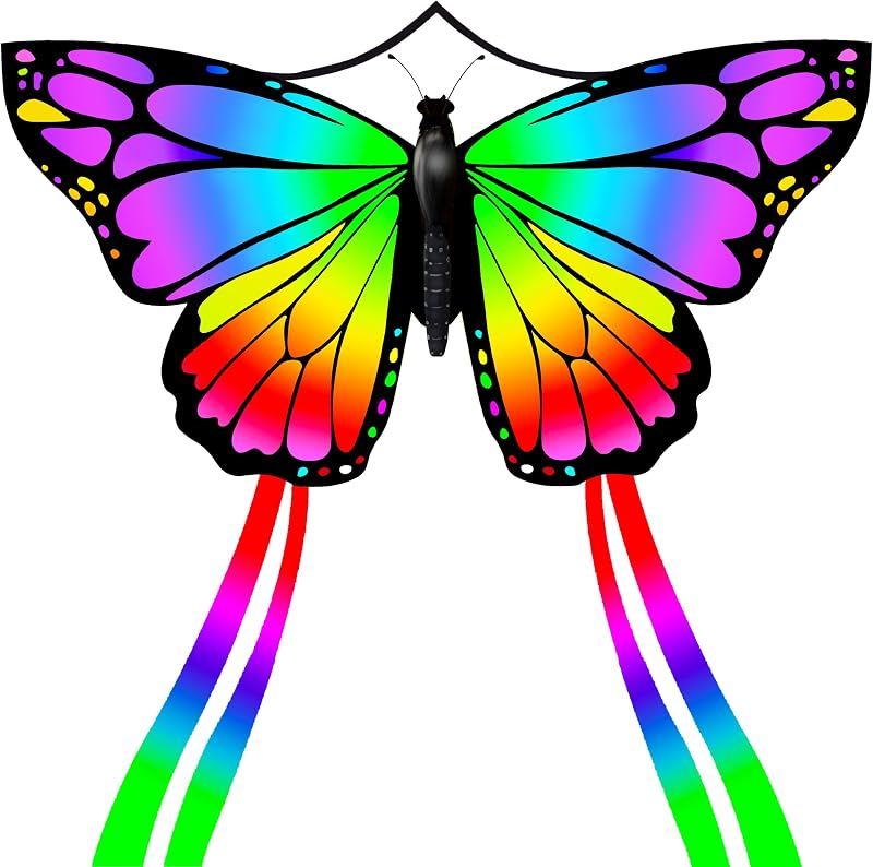 Butterfly Huge Kite for Kids and Adults Easy to Fly Single Line String with Tail for Beach Trip Park Family Outdoor Games and Activities