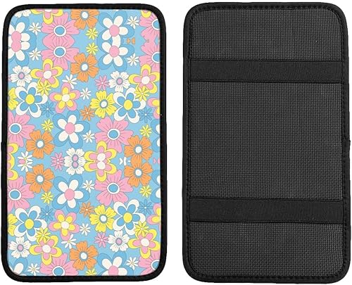 Miniatura 6 de Funda para consola central de automóvil, diseño de flores retro, cojín universal para la mayoría de vehículos, SUV, camión, accesorios de decoración