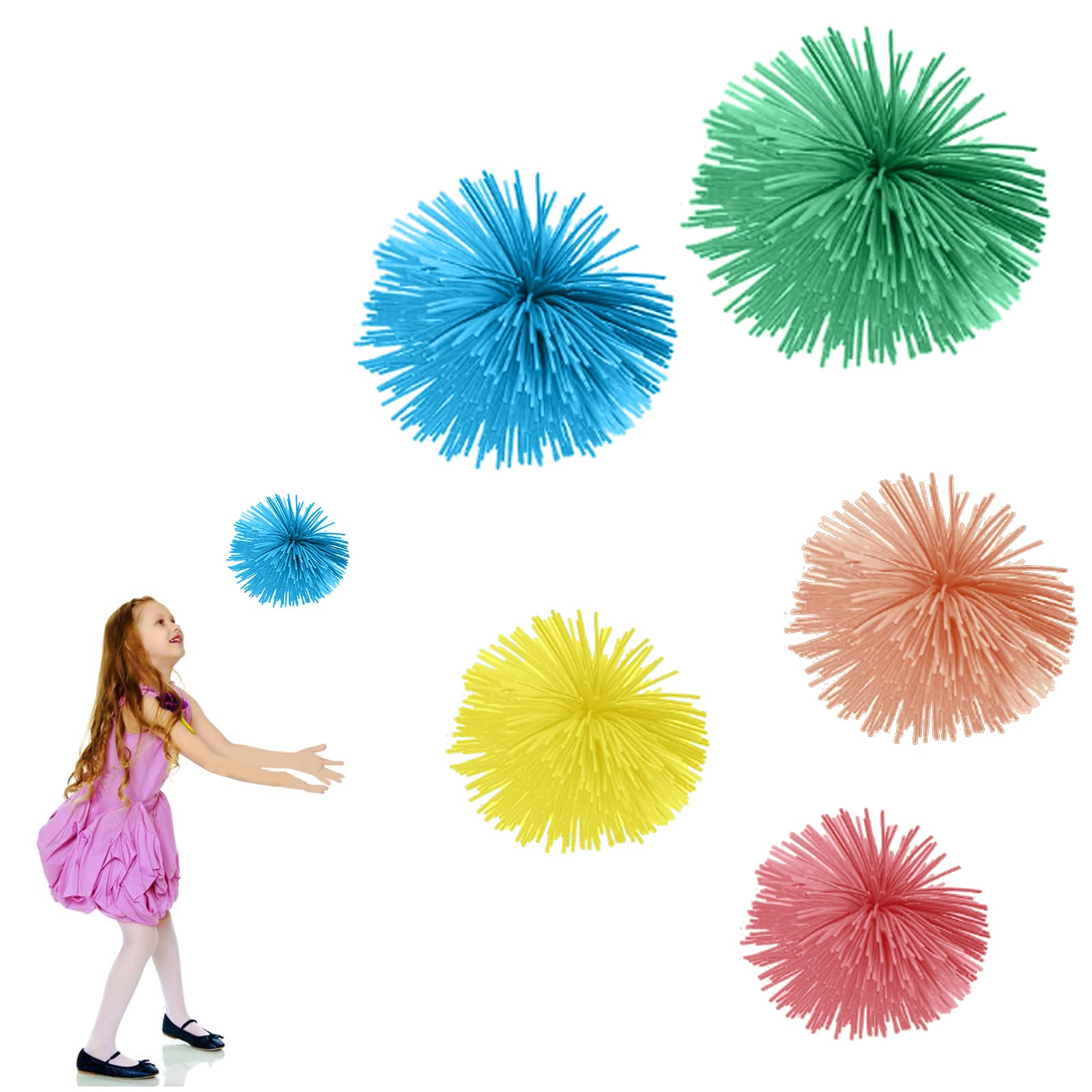 AOMiGT Stringy Balls, Sensory Fidget Stringy Balls, Pack of 5 Silicone Stringy Balls, Stress Relief, Colourful Stretchy Ball, Stress Ball Adults, Sensory Balls Baby, Baby Ball for Gripping