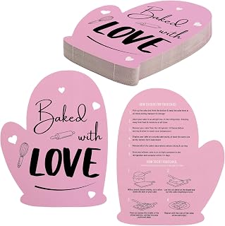 Cake Care Instruction Card 5.5 x 4.25 Inch How to Carry and Cut Your Cake Instruction Card for Small Business CakeBoxes, Professional Baker, Baking Supplies Kit Set (Pink Gloves - 50 Count)