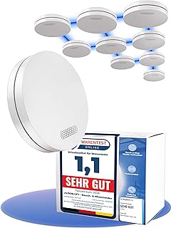 ALPENLUFT Rauchmelder Funk Vernetzt 10 Jahre Batterie, Rauchwarnmelder & Hitzemelder 2in1, Feuermelder, Brandmelder, Funkrauchmelder Vernetzbar | Ohne Bohren, Ohne LED Blinken 10er Set