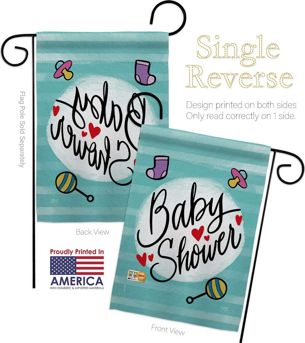 Baby Shower Garden Flag Set Wall Holder Celebration New Born Boy Girl Occasion Anniversary Party Small Decorative Gift Yard House Banner Made In USA 13 X 18.5