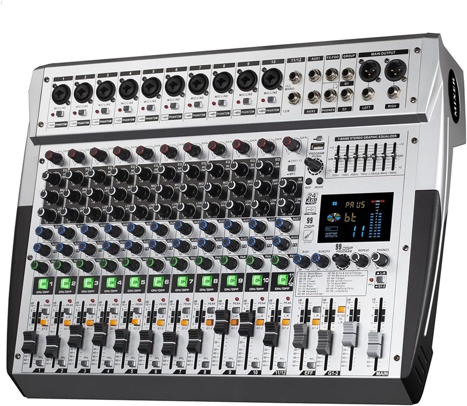 Dj Controller, 8/12/16 Channel 99 Dsp Digital Console Professional Sound Mixer Powered Mixing Console Power Soundcraft with Bluetooth Usb-THSDXC84474-16channel