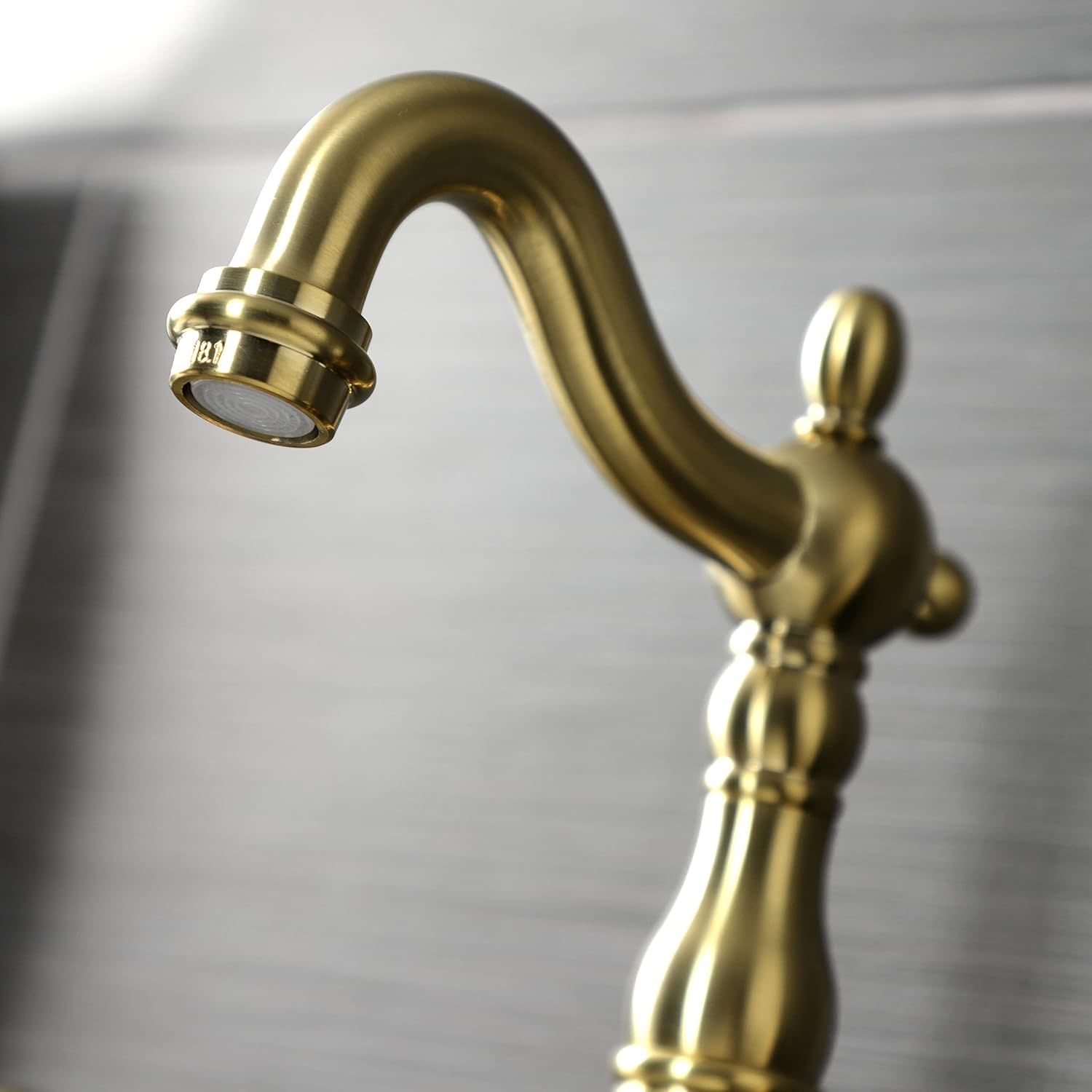 Kingston Brass KS7977TX French Country Bridge Bathroom Faucet with Brass Pop-Up, Brushed Brass
