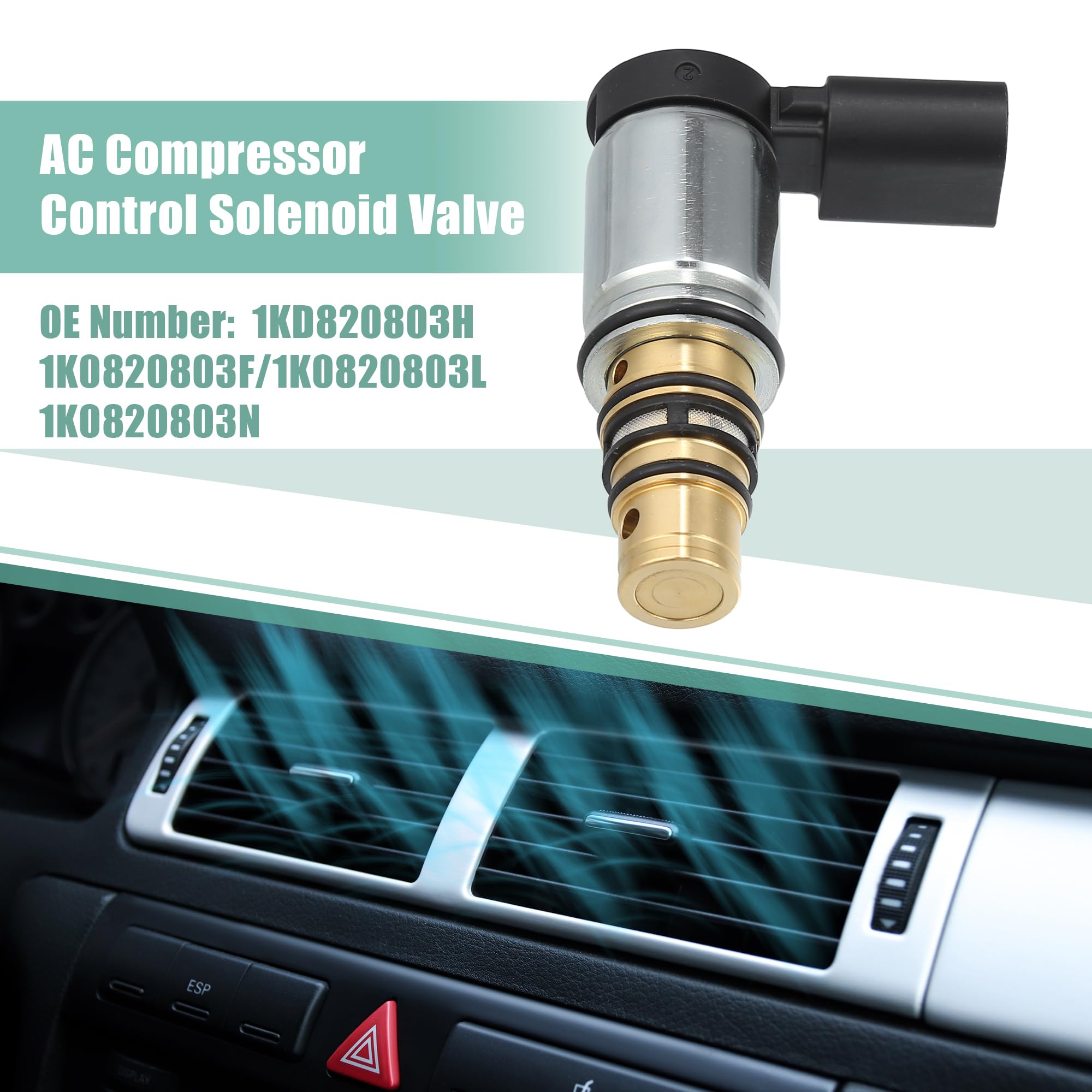 QUARKZMAN Válvula Solenoide Compresor A/C Para Volkswagen Golf 2013 1Pc | Color Negro/Plateado, Material Metal/Plástico, Tamaño 7.8X5.1Cm, 1Pc, Oe: 1Kd820803H Y Otros, Para Audi A3 2010-2013