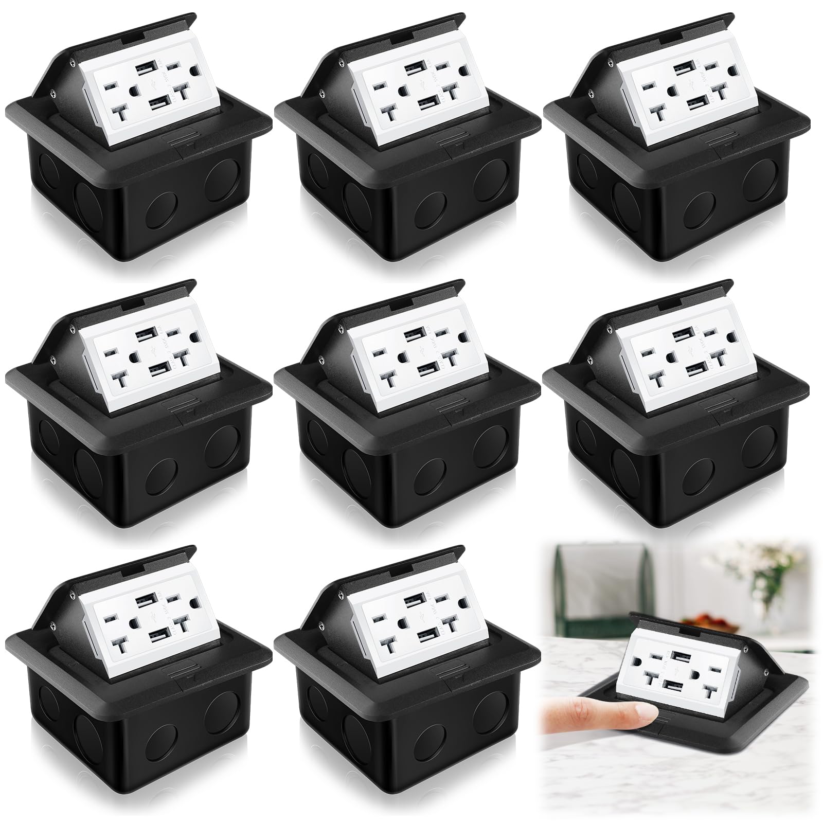 Cover Boxes Snapklik.com : Hoolerry 8 Pack Pop Up Floor Electrical Outlet Cover Box Kit