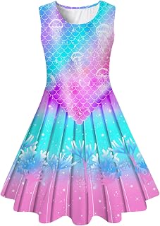 Vestido para Niñas Disfraz Niños A-Line Sin Mangas Vestido de Verano Vestido Colorido 4-15 Años