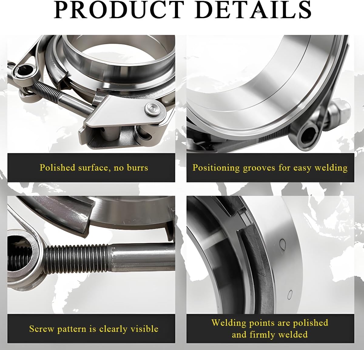 KVAEY V Band Clamp for Turbo, Automotive Stainless Steel Turbo Clamp with Male Female Flange (3")