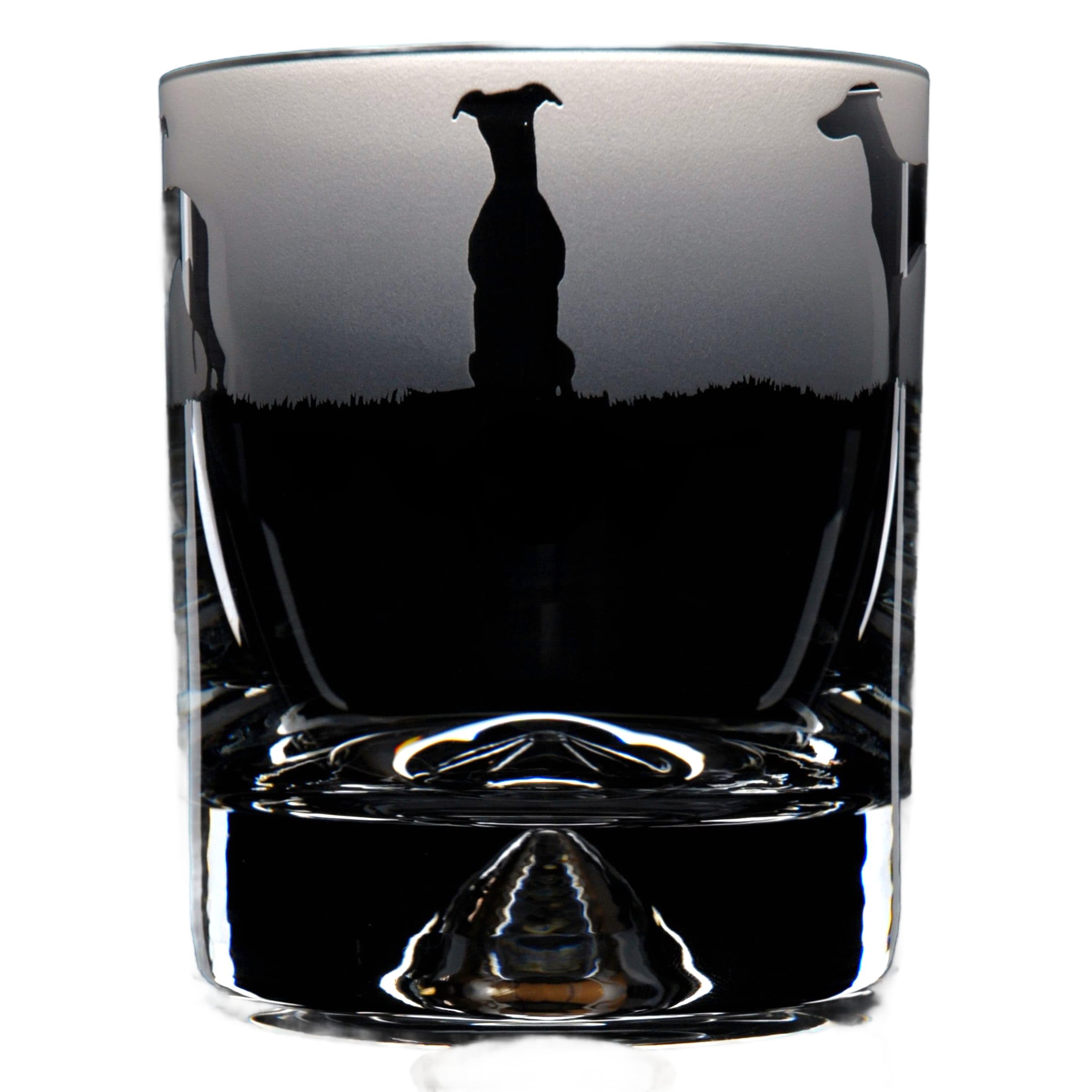 GLYPTIC Glass Art Whippet Dog Frieze Hand Etched/Engraved Whiskey Tumbler Glass โ image 1