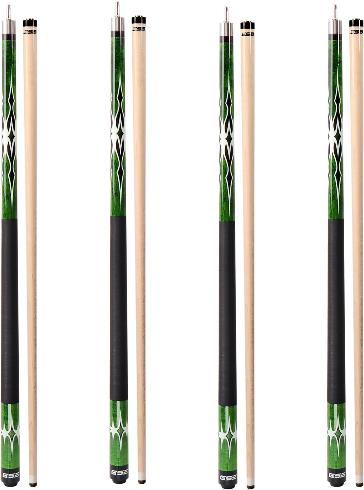 GSE Games & Sports Expert 58" 2-Piece Canadian Maple Hardwood Billiard Pool Cue Sticks for Men/Women, House or Commercial/Bar Use (Several Colors, Weight 18oz, 19oz, 20oz, 21oz Available)
