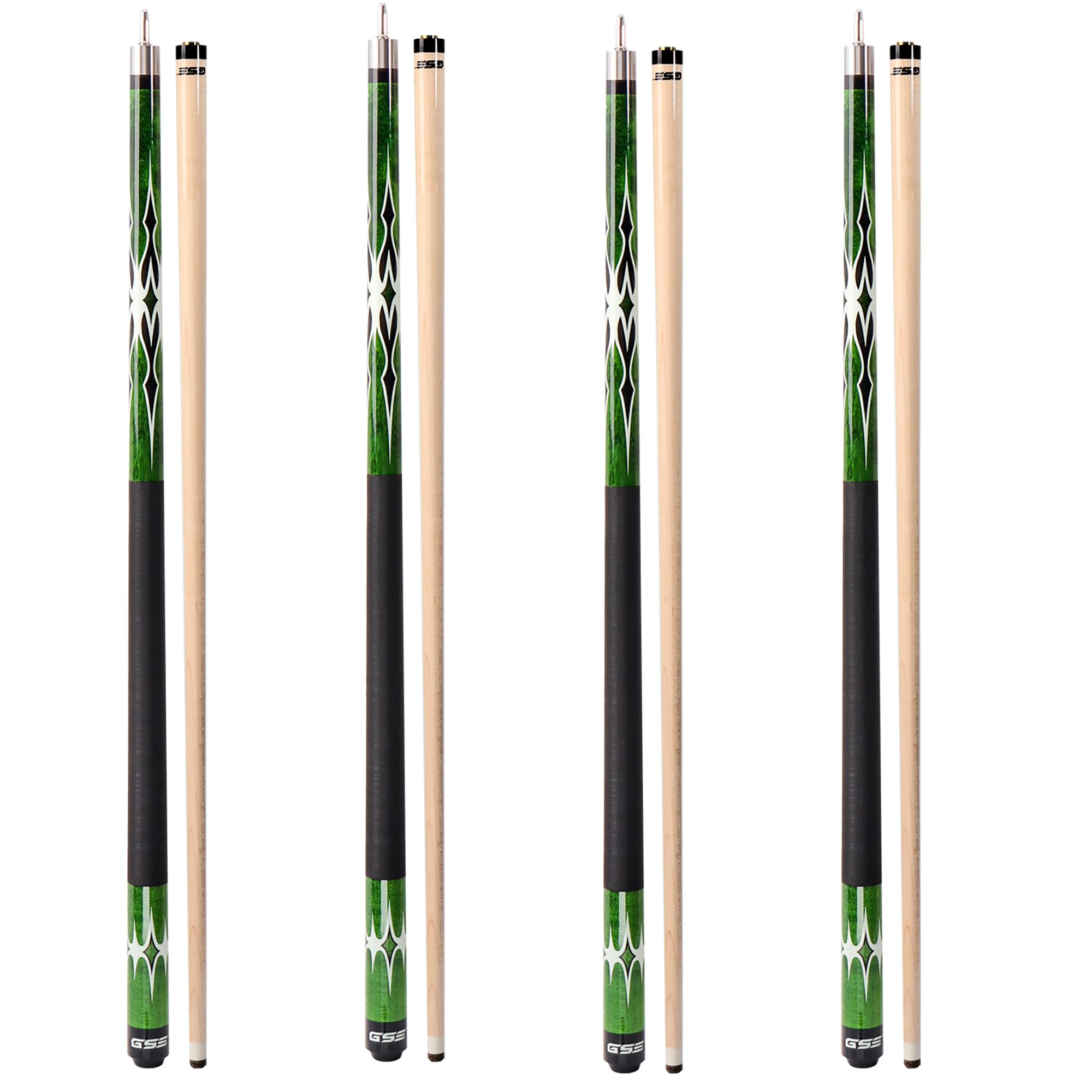 GSE Games & Sports Expert 58" 2-Piece Canadian Maple Hardwood Billiard Pool Cue Sticks for Men/Women, House or Commercial/Bar Use (Several Colors, Weight 18oz, 19oz, 20oz, 21oz Available)