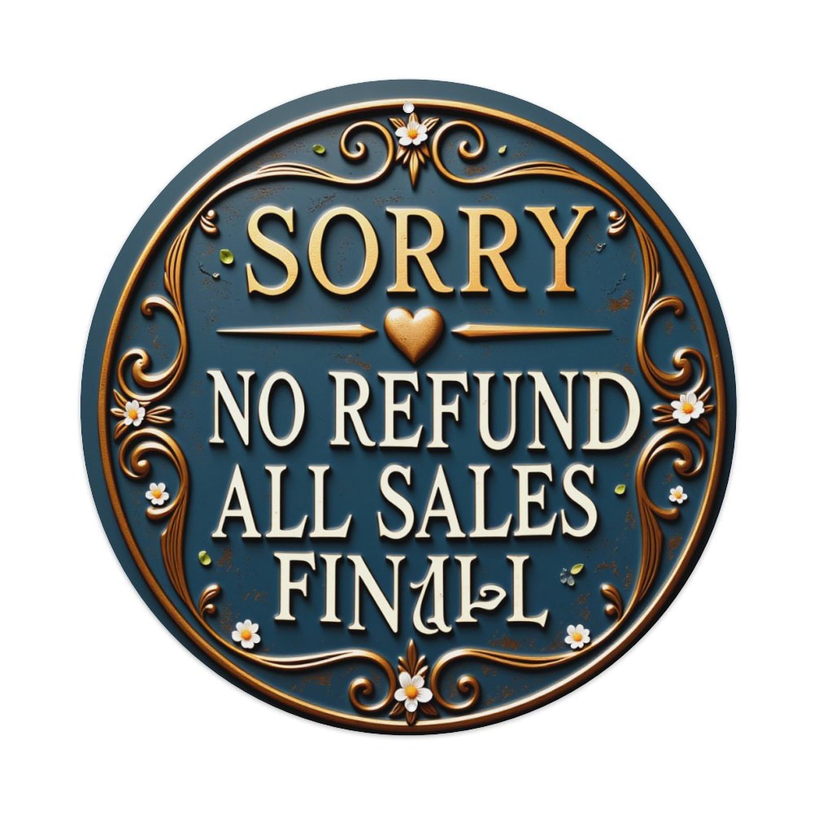 Ornate Circular Sign With Floral Motifs Round Tin Sign Vintage Metal Poster, Home Bar Garage Man Cave Cafe Indoor & Outdoor Wall Decoration 8x8Inches