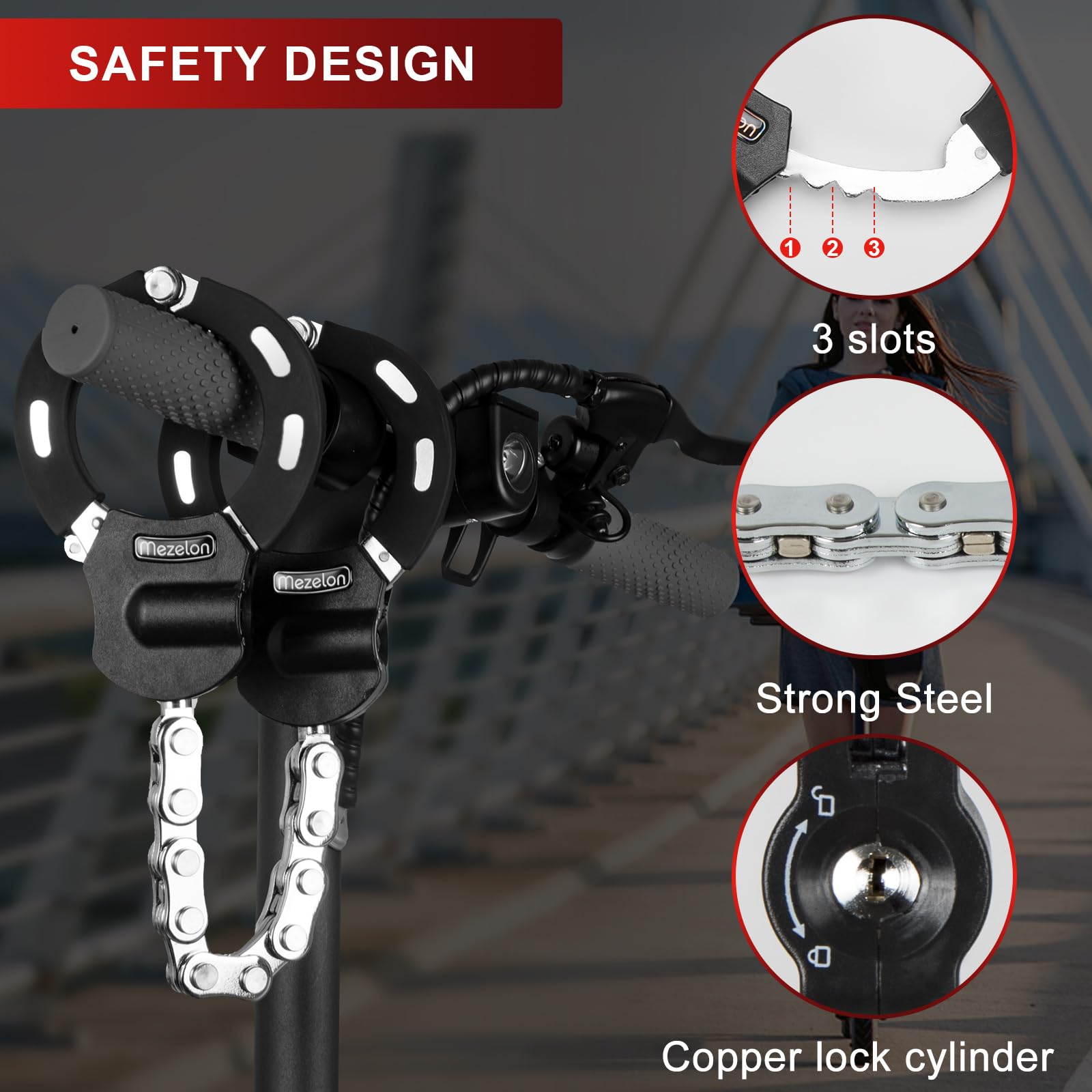 Lucchetto Antifurto Catena Scooter Bici Diealles Lucchetto Monopattino Diealles - Catena Antifurto 87cm Con Borsa Impermeabile Borsa Monopattino