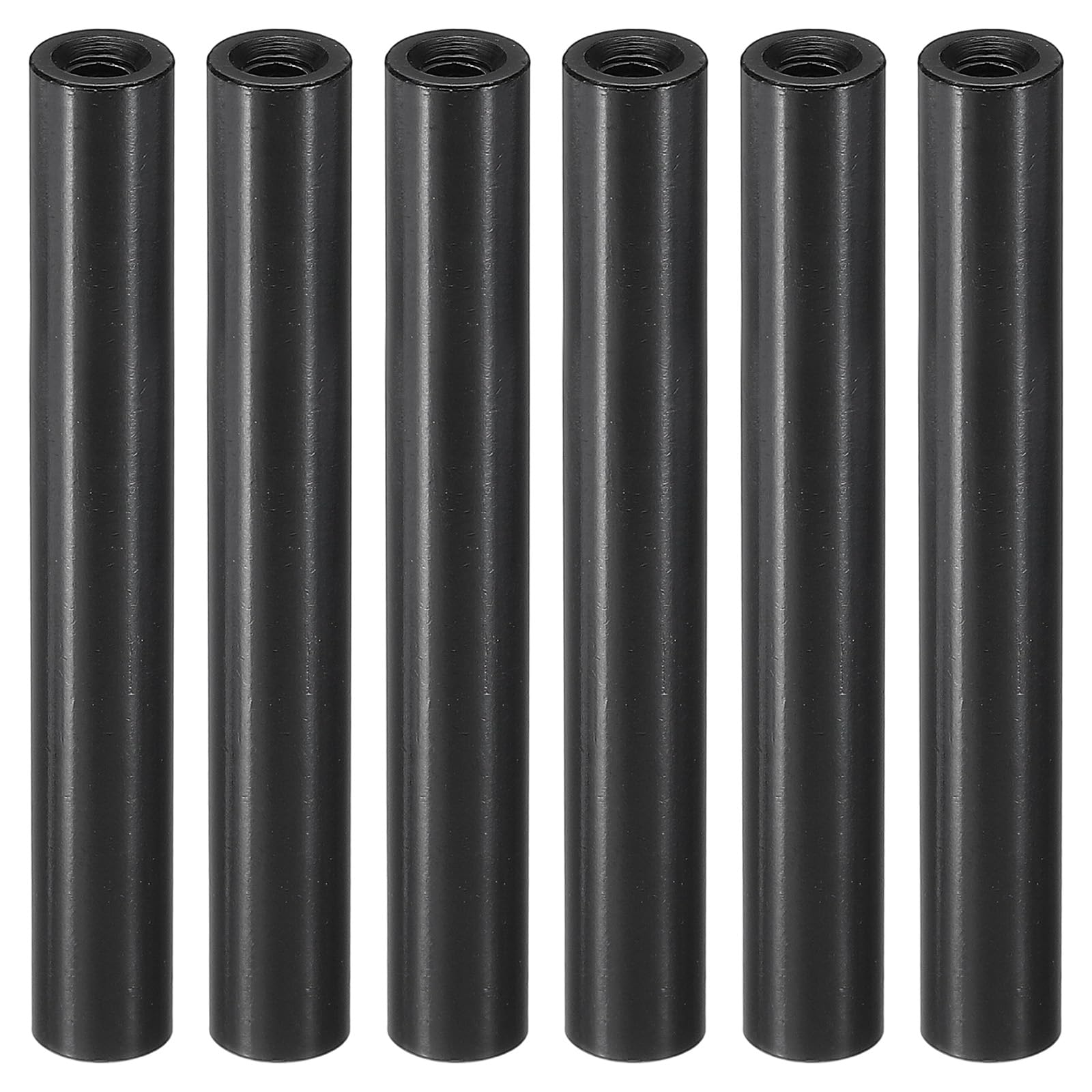 PATIKIL 6pcs M3 Metal Threaded Standoff Spacer Nuts, Round Aluminum Spacers Female Coupling Screws, 1/8" ID x 1/4" OD x 1 3/4" L Black