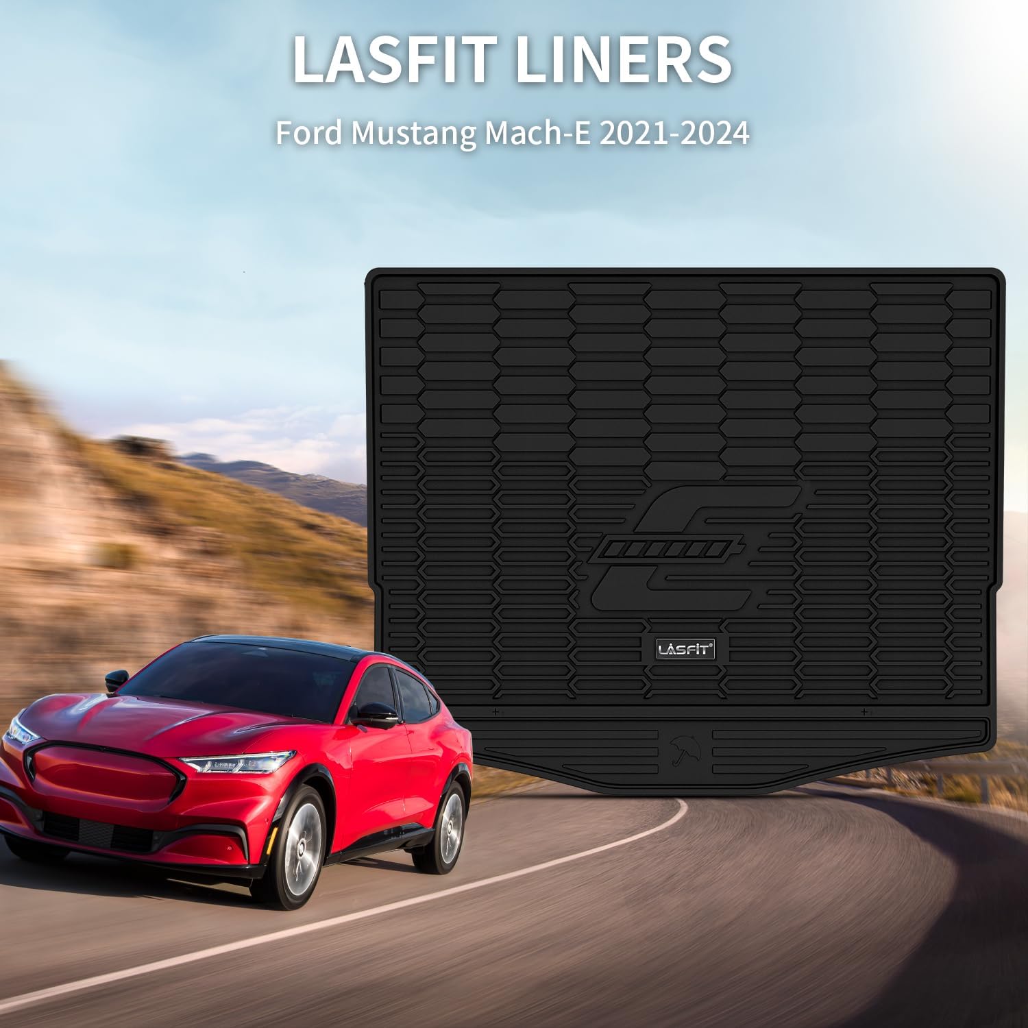 LASFIT Trunk Mat for Ford Mustang Mach-E 2021-2025 2026 (Trunk Base Upper Position) TPE All Weather Custom Fit Cargo Liner - Image 6